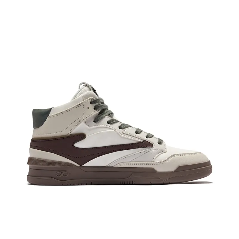 Erke No Pair 3.0 Anti-Slip Wear-Resistant High-Top Skateboard Shoes Men's White Umber-1