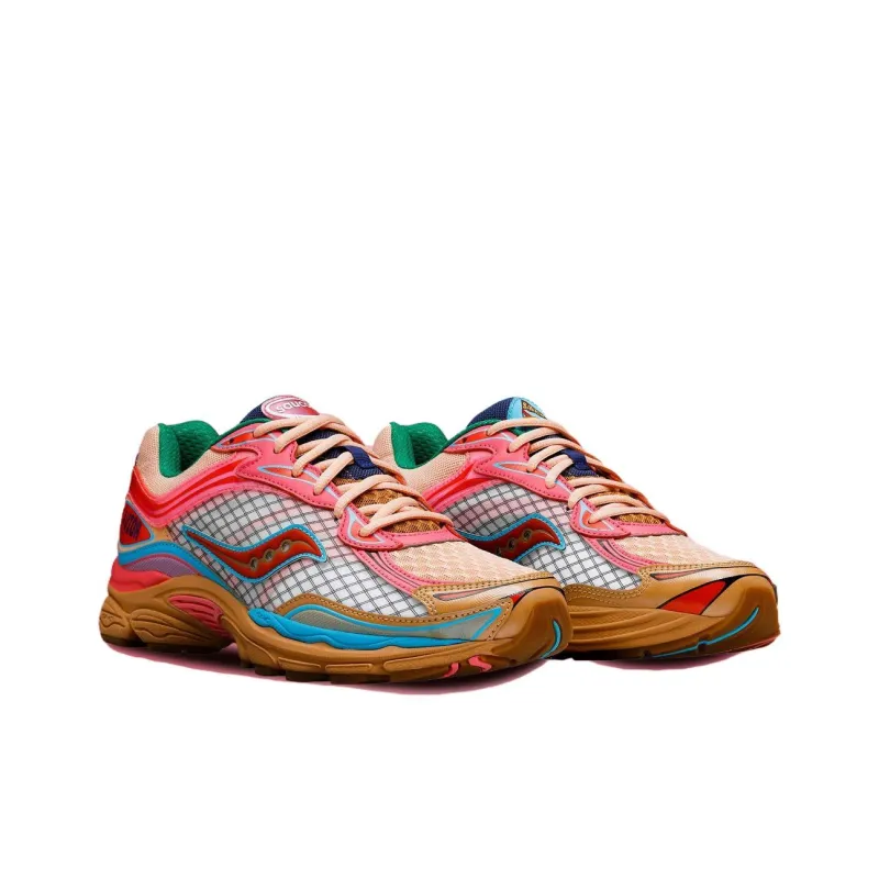 Jae Tips x Saucony Pro Grid Omni 9 Anti Slip Wear Resistant Low Top Casual Running Shoes Unisex Pink Blue-2