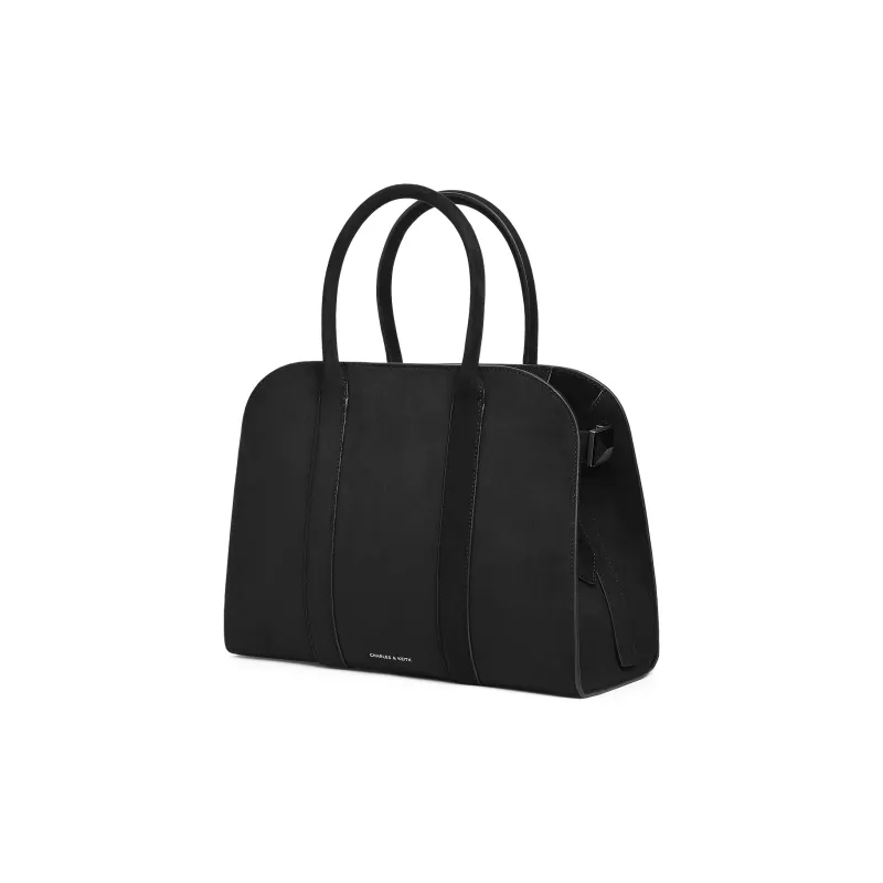 CHARLES&KEITH Fabric Shoulder Bag Tubas Women's Brown/Black-7