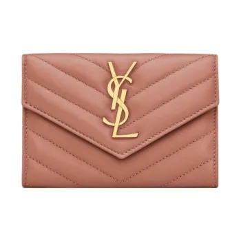 SAINT LAURENT CASSANDRE Sheepskin Wallet Women's Light Pink