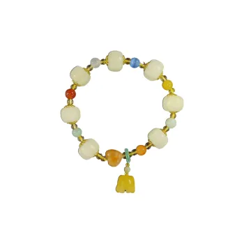 XIZITONGHUA White Jade Bodhi Lotus Pumpkin Beaded Bracelet Women's