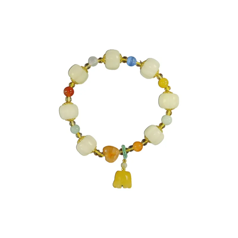 XIZITONGHUA White Jade Bodhi Lotus Pumpkin Beaded Bracelet Women's-0