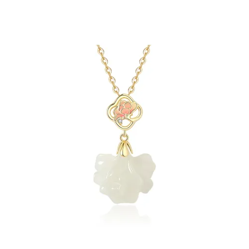 ZENGCAI New Chinese Style Chinese Fashion Trend Niche Design Carved Jade Necklace Pale Greenish White Jade Women's