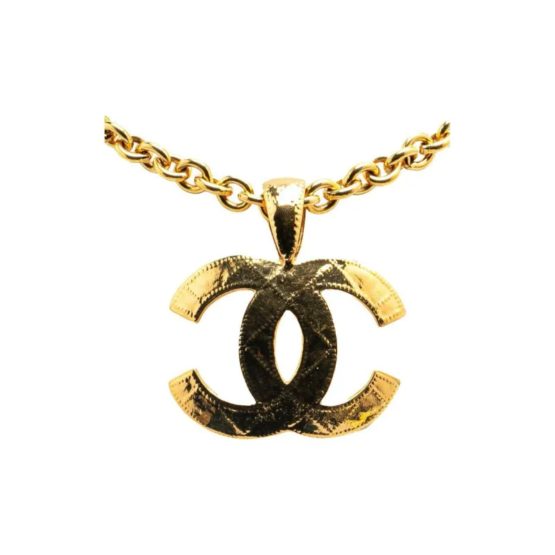 CHANEL 1994 Plated Cc Pendant Costume Necklace-0
