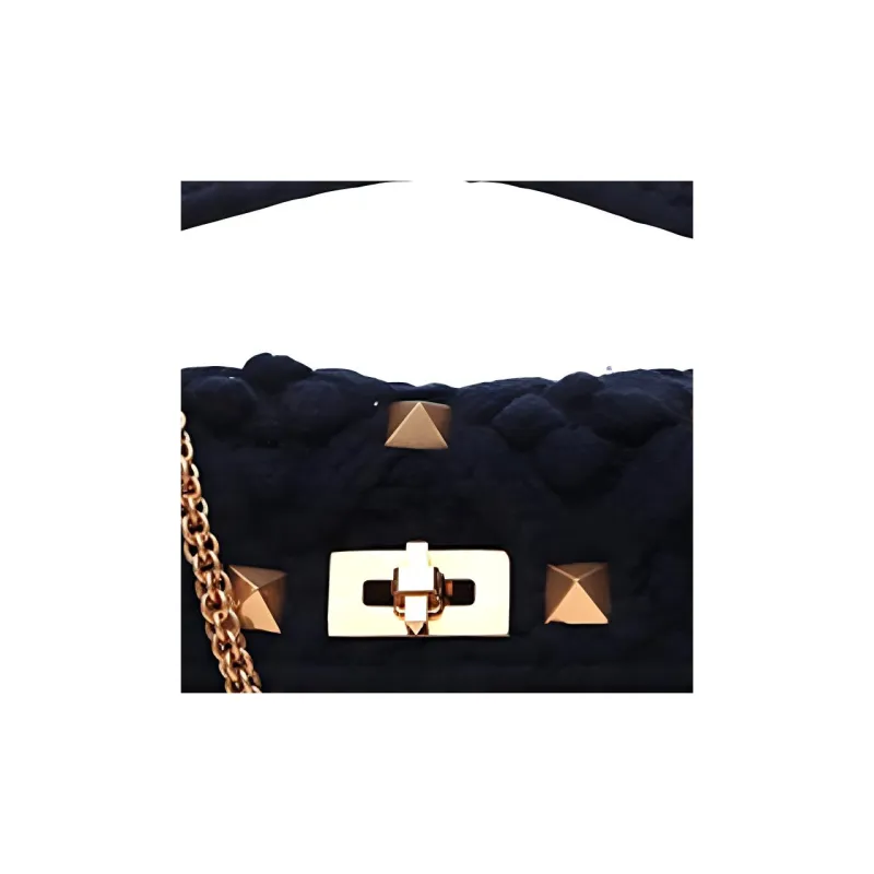 Valentino Rockstud Sheepskin Shoulder Bag Crossbody Bag Women's Blue-3