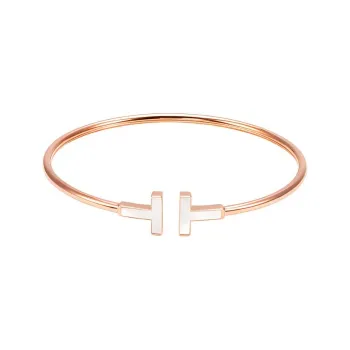 TIFFANY & CO. T Mother Of Pearl Bangles Women's Rose Gold