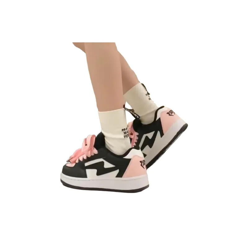 ABCYLM Thermal Slip Resistant Cushioning Low Top Skateboard Shoes Women's Black Pink-2