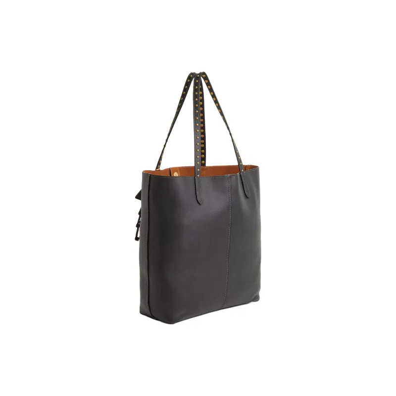 COACH Double-Sided Grained Leather Tote Bag Shopping Bag Shoulder Bags Large Size Women's Black-1