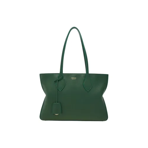 FERRAGAMO Cow Leather Tote Bag Shopping Bag Handbag Shoulder Bag Small Size Women's Forest Green