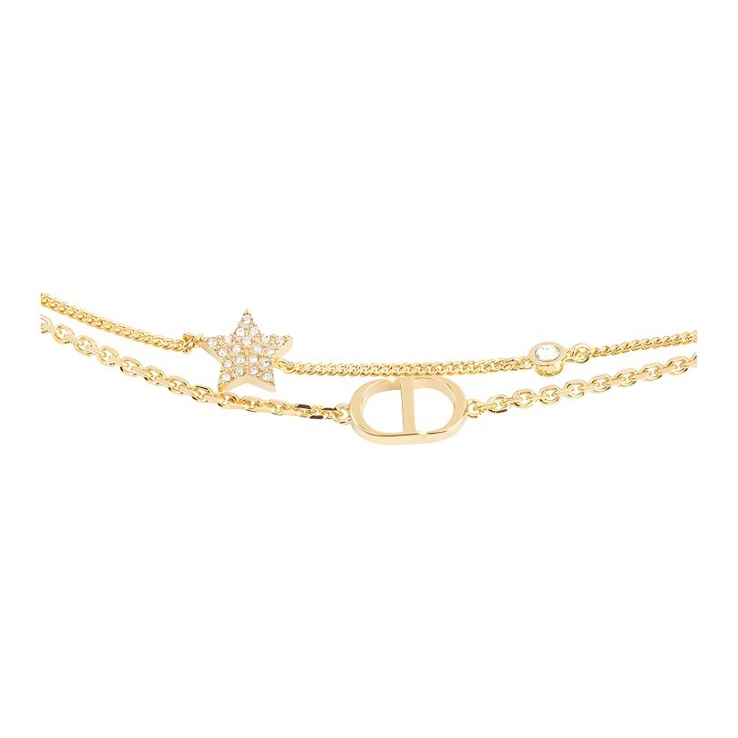 DIOR Crystal Metal Bracelets Women's Gold One Size Box+