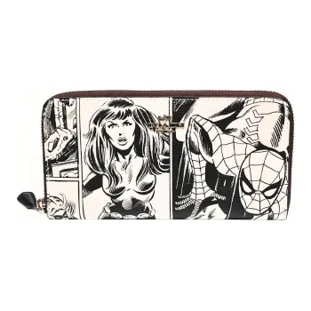 COACH MARVEL Collaboration Accordion Zip Coated Canvas Wallet Medium Size Women's White