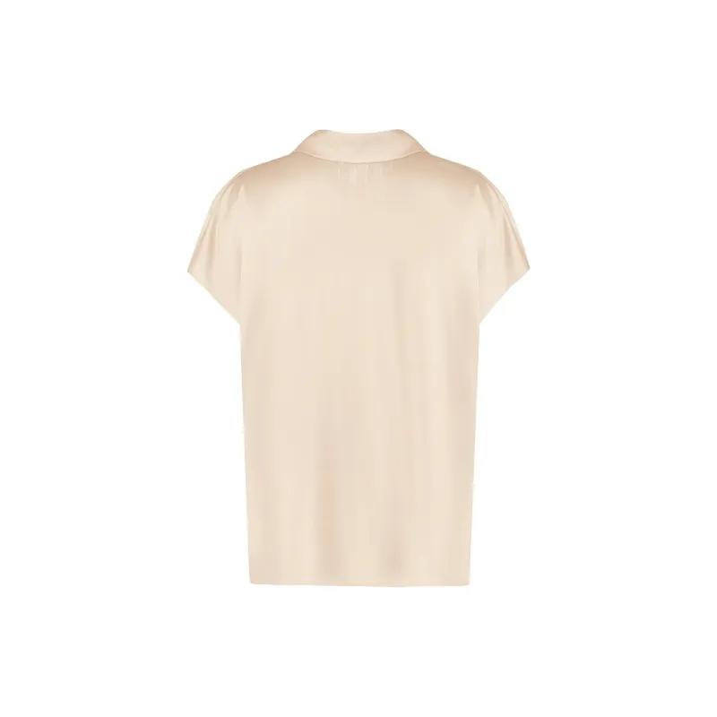 VINCE Short Sleeved Buttoned Satin Shirt-1
