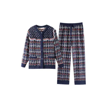 ZumashL Luxury Designer Series Pajama Set Women's Aqua Blue With Water Ripple Pattern