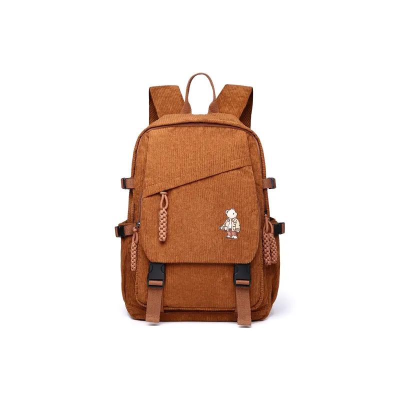 Ceion Keust Corduroy Backpack Medium Size Unisex Multicolor-12