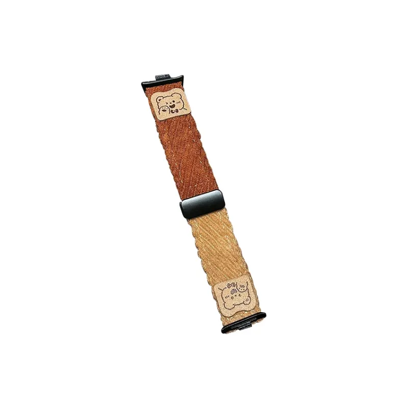 MSSM Watch Band Red Beige Compatibility Fabric Material-11