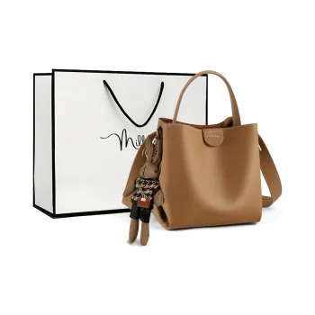 MILLIE'S Cow Leather Handbag Bucket Bag Regular Women's Tea Brown/Coffee Brown