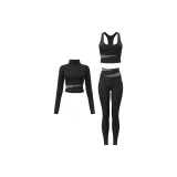 Starburst Black Three-Piece Set (Coat+Pants+Bra)