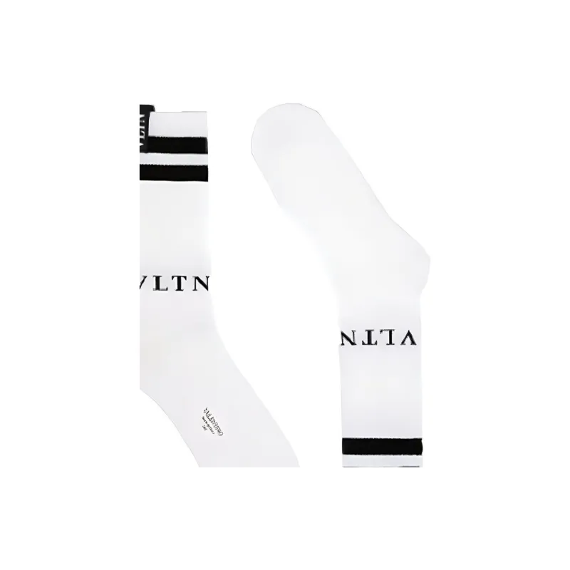 Valentino Mid-Calf Socks Men's White-5