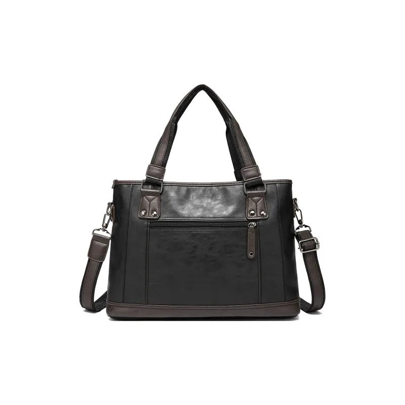 FAIRWHALE Synthetic Leather Laptop Bag, Shoulder Bag, Briefcase Regular Men's Black Coffee-2