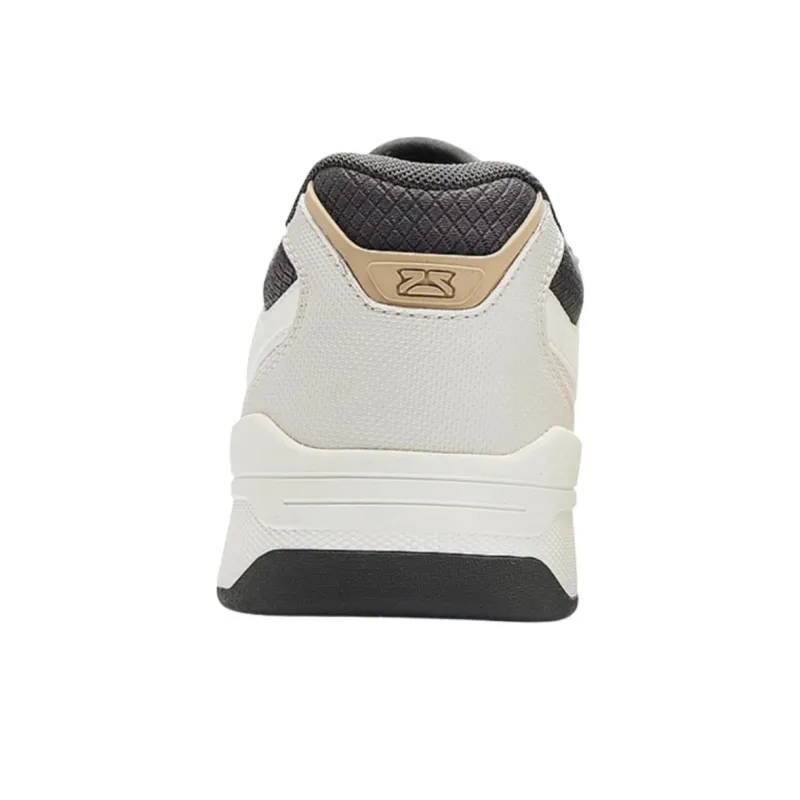 QIAODAN Non slip Lightweight Low Top Skateboard Shoes Men's White Gray Beige-4