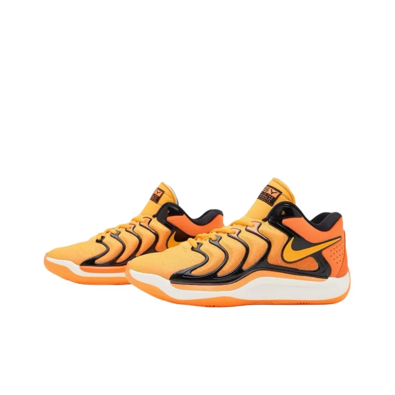 Nike KD 17 Anti Slip Wear Resistant Low Top Basketball Shoes Unisex Orange White Black-1