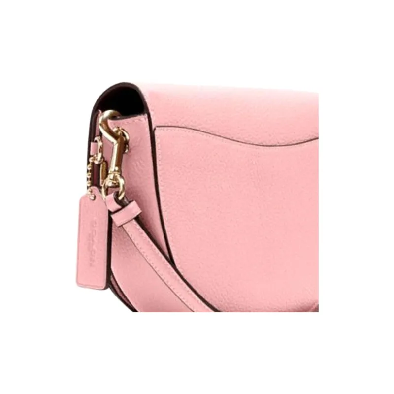 COACH Ellen Leather Flap Bag Shoulder Bag Saddle Bag Crossbody Bag Small Size Women's Cherry Blossom Pink-3