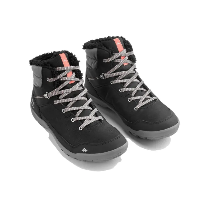 DECATHLON SH100 Wear Resistant Waterproof And Breathable Warm Mid Top Outdoor Shoes Women's Black-3