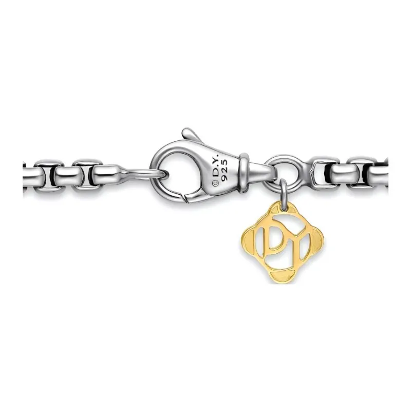 David Yurman 14kt Yellow Gold And Sterling Silver Box Chain Necklace 3.6mm-1