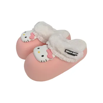SHIGUDE x Sanrio Hello Kitty Cotton Slippers Women's, Orange Pink