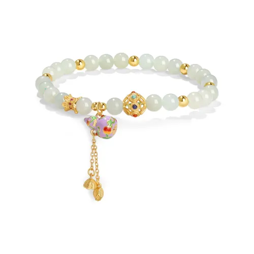 Lao Feng Xiang Hetian Jade Bracelets White Jade/Pale Greenish White Jade Women's