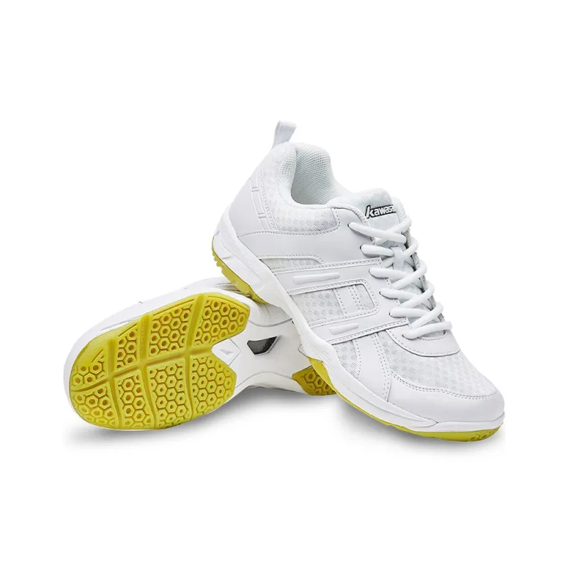 Kawasaki Anti Slip Wear Resistant Breathable Lightweight Coverage Low Top Badminton Shoes Unisex White Cyan-1
