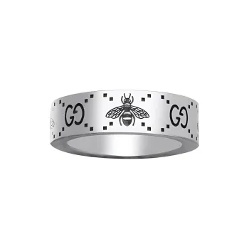 GUCCI Gg And Bee Engraved Wide Ring