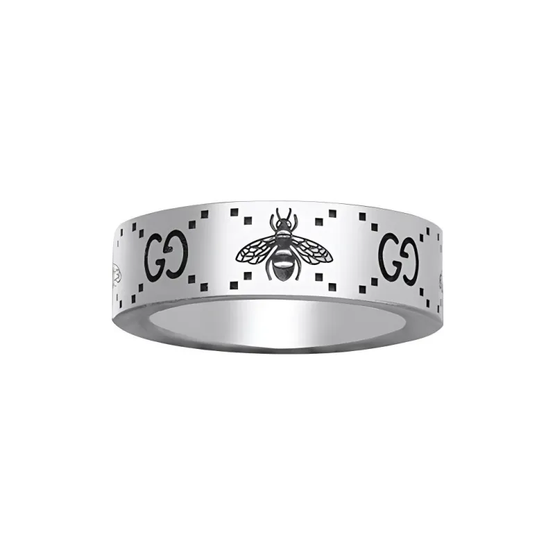 GUCCI Gg And Bee Engraved Wide Ring-0