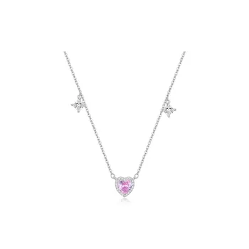 OUBI.YABI 925 Sterling Silver With White Gold Plating Zircon Heart Necklace Women's