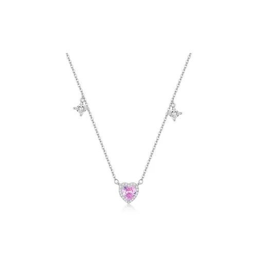 OUBI.YABI 925 Sterling Silver With White Gold Plating Zircon Heart Necklace Women's