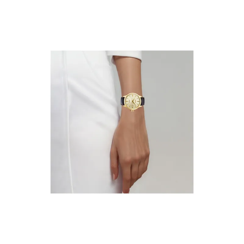 SEIKO Presage Series Automatic Mechanical Movement Cowhide Strap Watch Unisex Gold Dial-2