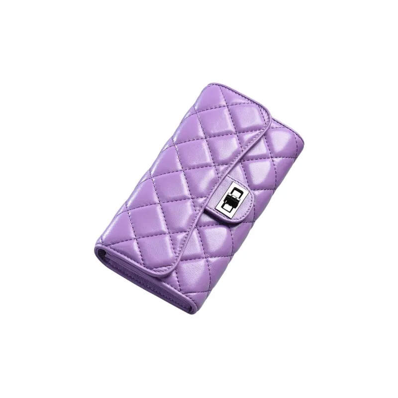 DIFENISE Top Grain Sheepskin Money Clip Handheld Cell Phone Card Holder Wallet Regular Women's Multicolor-5