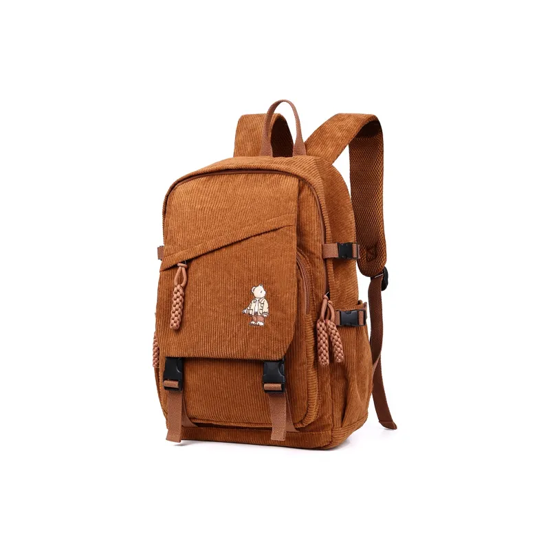 Ceion Keust Corduroy Backpack Medium Size Unisex Multicolor-13