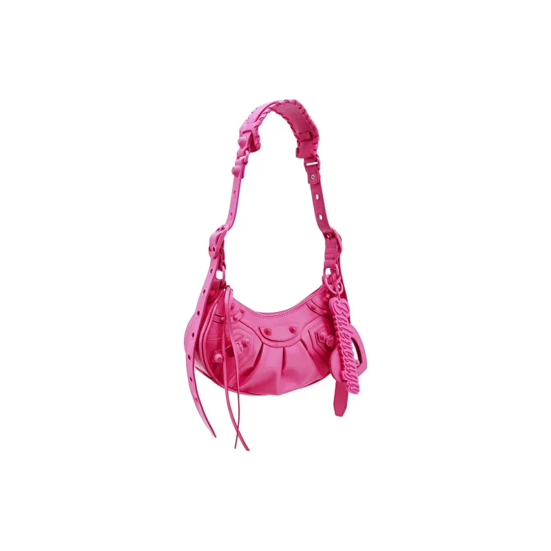 Balenciaga Le Cagole Leather Handbag, Shoulder Bag Women's Fuchsia-1