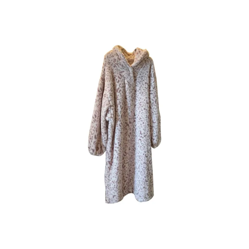 METE WHALE MT Pajama Robe Women's Pink Leopard Print-0