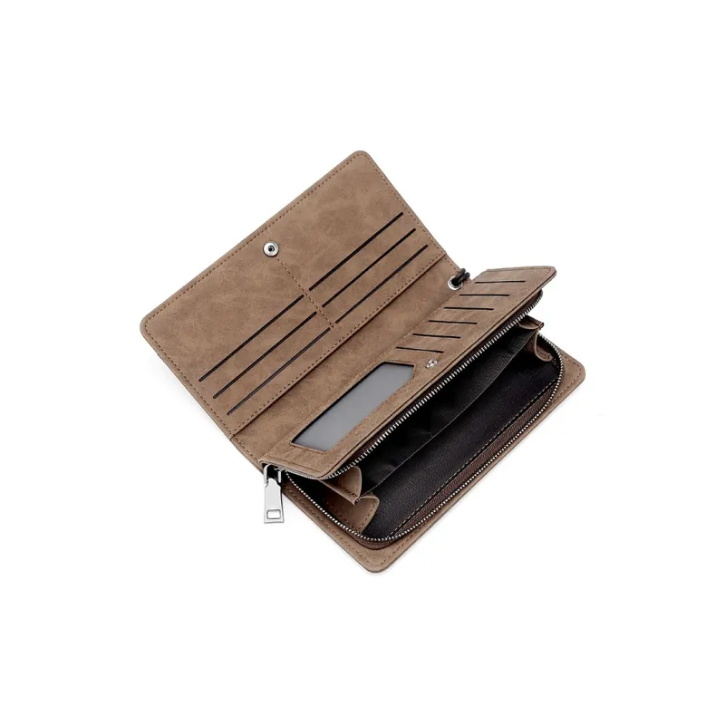 MashaLanti Synthetic Leather Practical Multiple Card Slots Wallet With Money Clip Men's Coffee-2