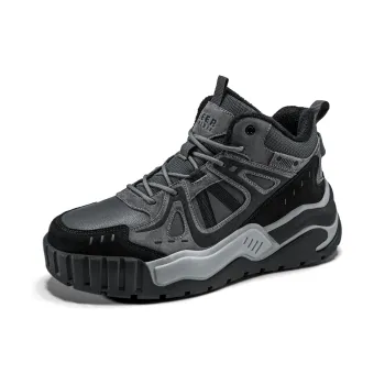 JEEP SPIRIT Warm Wear Resistant Cushioning Height Increasing Slip Resistant Short Snow Boots Men's Climbing Gray