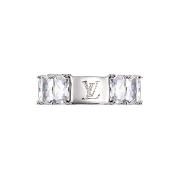 LOUIS VUITTON Zircon Rings Unisex Silver