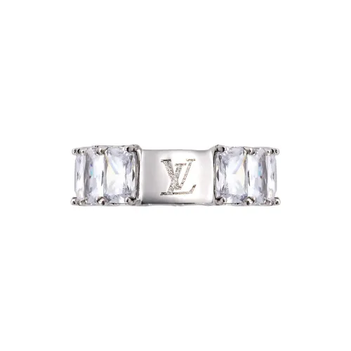 LOUIS VUITTON Zircon Rings Unisex Silver