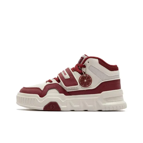 361° Anti Slip Wear Resistant High Top Skateboard Shoes Women's Beige Red