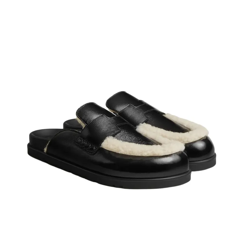 HERMES Go Closed Toe Slippers Women's Black-2