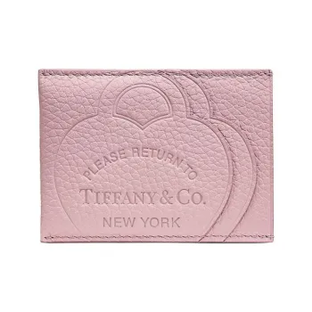 TIFFANY & CO. Return To Tiffany Collection Taurillon Leather Card Holder Women's Crystal Pink