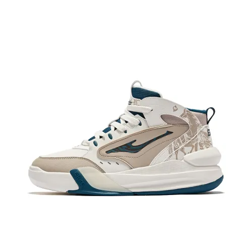 Erke Tang Palace Night Garden Warm Slip Resistant High Top Skateboard Shoes Men's Microcrystalline White Light Linen