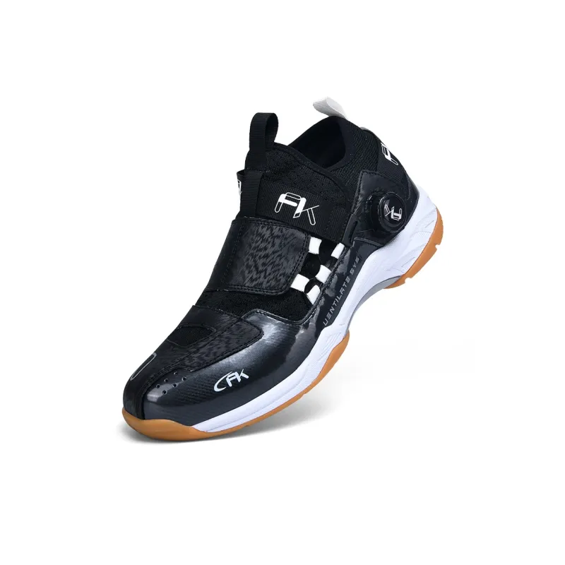 Lin Feng Slip Resistant, Abrasion Resistant, Coverage, And Cushioning Mid Top Badminton Shoes Unisex Black-2