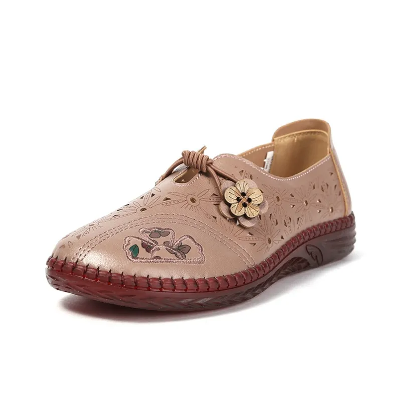 Old Meihua Casual Single Shoes Women's Apricot-1